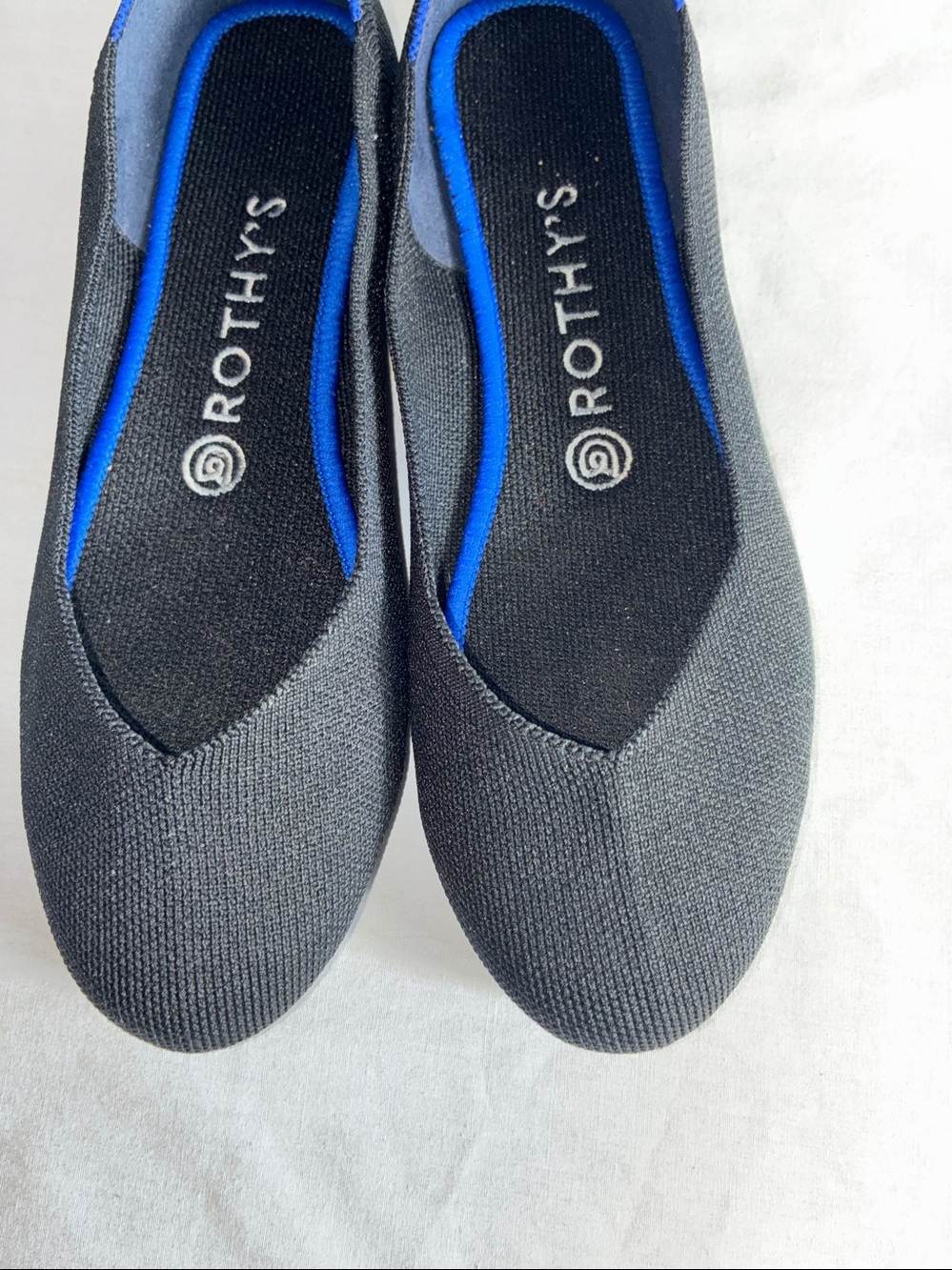 Rothys Black Knit Flats Round Toe Ballet slip on Comfort Shoes Women's Size 8
